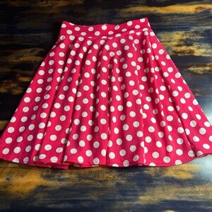 Hot Pink & White Polkadot A-Line Flare Skirt Stretchy 50s